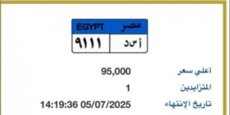"أسد - 9111" أرخص لوحة سيارة مميزة مطروحة بالمزاد.. اعرف سعرها - بوابة اخر ساعة