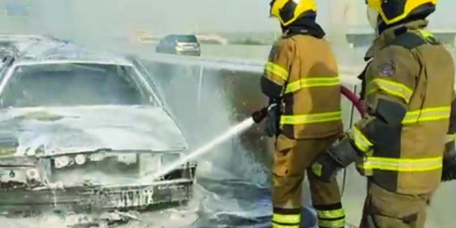 3 مصابين في احتراق مركبتينعلى طريق الجهراء - بوابة اخر ساعة