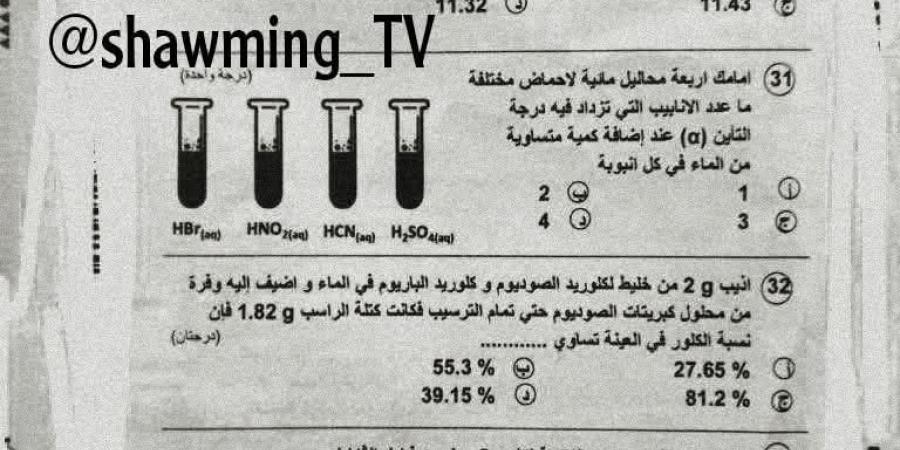 عاجل | شاومينج يزعم تسريب امتحان مادتى الكيمياء والجغرافيا للثانوية العامة قبل بدء اللجان.. والتعليم توضح - بوابة اخر ساعة